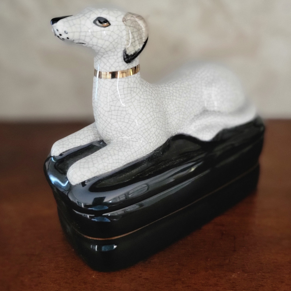 Elegant White Ceramic Dog Figurine